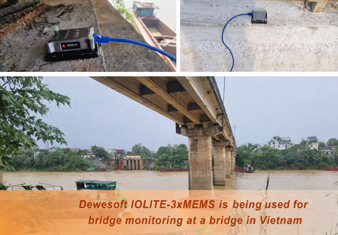 Dewesoft IOLITE 3xMEMS used in a bridge monitoring project in Vietnam