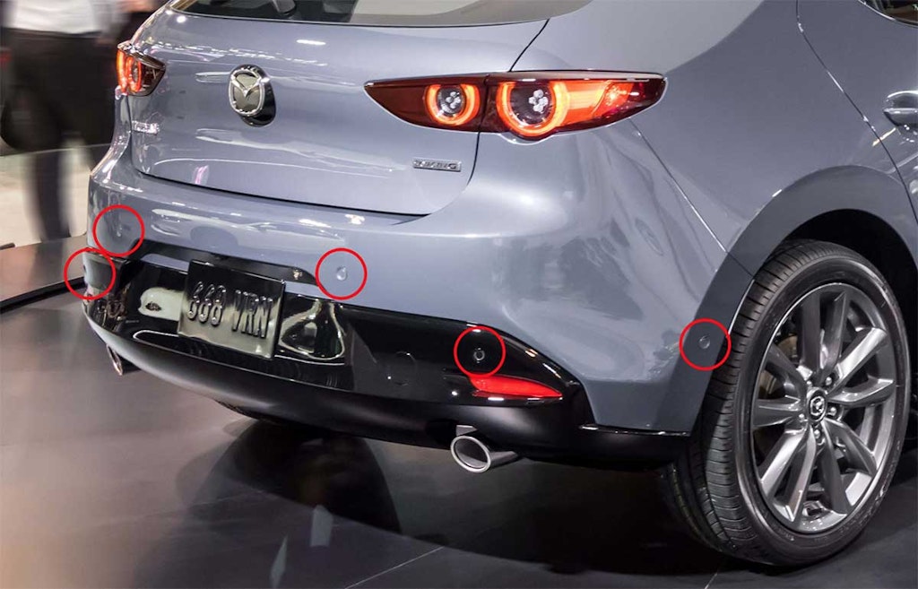Ultrasonic sensors in a car bumper